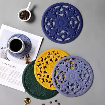 Полый изоляционный коврик 7,9 дюйма, коврик для чашки чая, набор из 3 предметов, коврик для стола, предотвращающий ожоги, коврик для кастрюли, миски, силиконовый изоляционный коврик