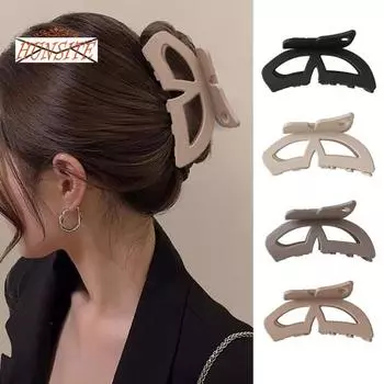 Полый коготь в форме бабочки, нескользящий скрещивающийся зуб, матовый большой зажим для волос в форме акулы, аксессуары для волос чёрный