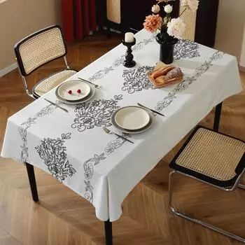 Полый крест с кисточками Однотонный Тканевая скатерть для обеденного стола Однотонная полосатая тканевая накидка Украшение стола Таблица 140*140cm