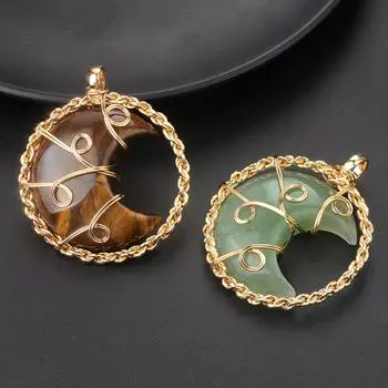 Полый кулон из натурального камня аметист/лазурит, обмотка, кулон без чиана для изготовления ювелирных изделий, аксессуары для ожерелья «сделай сам» 42x42mm