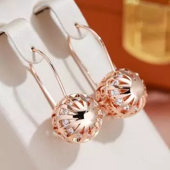 Полый металлический шарик, кулон, серьги для пирсинга, золотой цвет, циркон, индивидуальные женские висячие украшения, аксессуары в этническом стиле