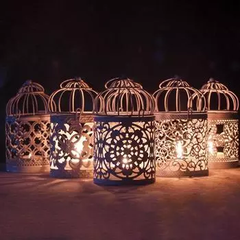 Полый подсвечник Tealight Подвесной фонарь Птичья клетка Винтажный металлический подсвечник E