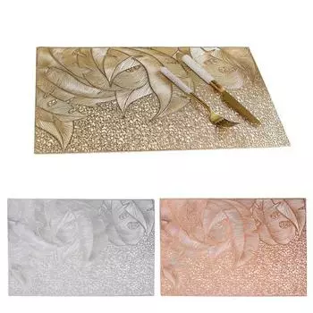 Полый прямоугольный коврик для стола, термостойкий обеденный коврик из ПВХ, противоожоговые коврики для кухни золотистый/ярко-розовый