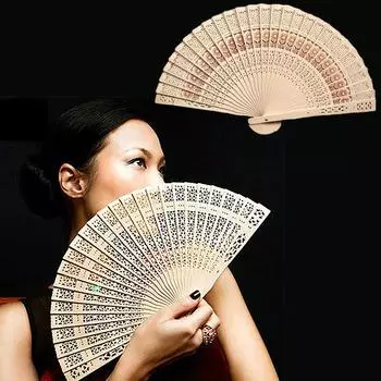 Полый резной складной бамбуковый веер в китайском стиле, деревянный веер, старинный ручной веер, модное украшение для вечеринки, свадьбы, домашнего декора