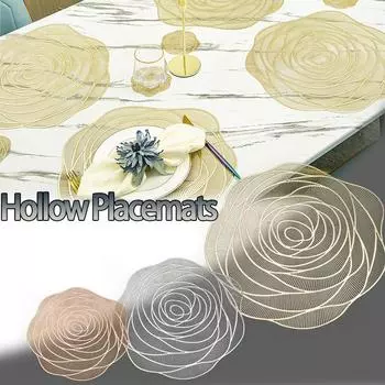 Полый розовый ПВХ нескользящий коврик для стола подставка для чашки декоративный коврик для тарелок в ресторане отеля золотой