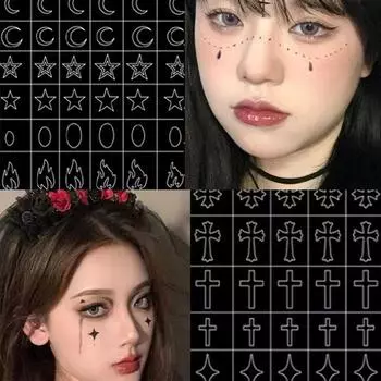 Полый шаблон для нанесения краски на лицо, наклейка, многослойный узор, инструменты для самостоятельного макияжа, живопись 5