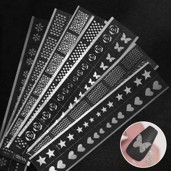 Полый шаблон для печати, штамповочные пластины для дизайна ногтей, формы с буквами и цветами, шаблон для ногтей, наклейки, сделай сам, декоративные наклейки, трафарет