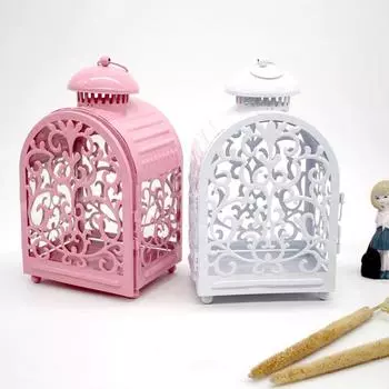 Полый железный подсвечник, фонарь, подсвечник, украшение для дома, свадебное украшение 1pcs розовый