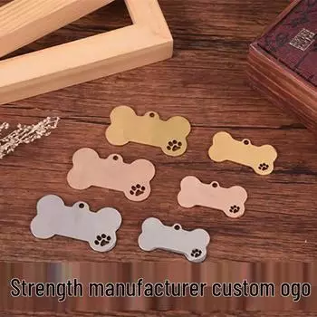 Полый жетон для питомца из нержавеющей стали с гравировкой собачьей лапы 36x22 mm