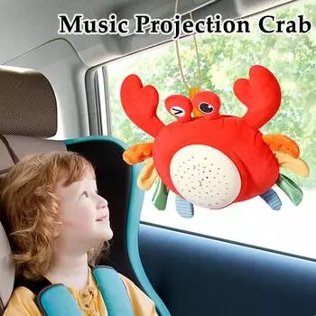 Ползающий краб, детская игрушка, проекция, музыкальные игрушки для малышей 0-12 месяцев, игрушки для лежания на животе с зеркальцем, погремушки, пустышки для девочек и мальчиков на день рождения Crab