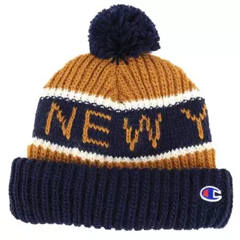 Pom Pom Knit Cap Back Boa Navy [Champion] 492-0084 тёмно-синий