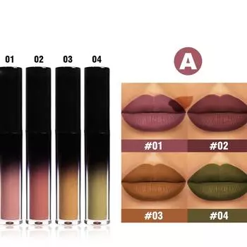 Помада Black Gothic Водостойкий блеск для губ Dark Cosplay Lip Gloss Водостойкий антипригарный блеск для губ Cup Lip Gloss 4 цвета 3,5 мл*4 One Size