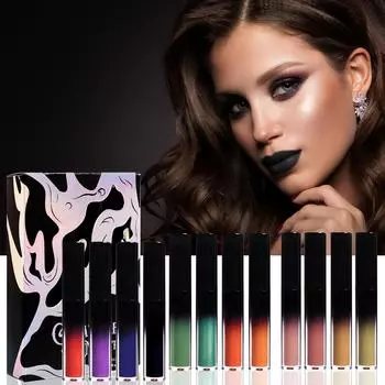 Помада черная, готический водостойкий блеск для губ темный косплей блеск для губ водостойкий антипригарный блеск для губ в чашке 4 цвета(3,5 мл*4) One Size