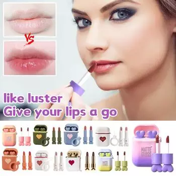 Помада в форме наушников. Помада цвета нюд. Помада. Глазурь для губ. One Size