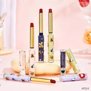 Помада в небольшом тюбике, матовая поверхность, не выцветает, не сушит, легко окрашивается, водостойкая, устойчивая к поту помада, косметическая помада