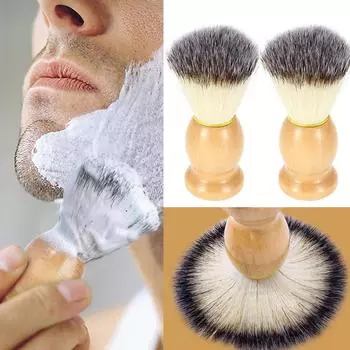 Помазок для бритья для мужчин Нейлоновая помазок для бороды с деревянной ручкой Мягкий инструмент для бритья волос Чистка лица Салон для волос и бороды Семейное использование