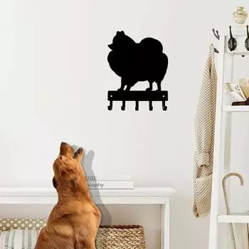 Pomeranian Dog Keychain Holder: Metal Pendant Wall Art Home Decor with Wall-mounted Hooks for Key Storage and Display светло-зеленый