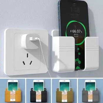 Поместите кронштейн для зарядки мобильного телефона на стену, приклейте пульт дистанционного управления, полку, ящик для хранения, настенную полку без перфорации High quality(with hook) белый