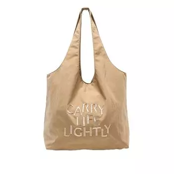 Pomiimo Takeall Nylon Commuter School Large Capacity Lightweight Waterproof Cloth Bag Tote Bag Shoulder Bag Beige