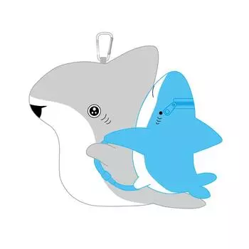 Pommop Baby Shark Plush Pouch B W150H180D200mm Boa Fabric + Embroidery U9122F007