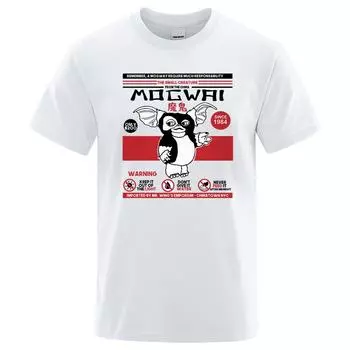 Помните, что Могвай требует большой ответственности. Японские футболки с аниме. Мужские футболки с героями мультфильмов из хлопка. Хлопковая одежда. S
