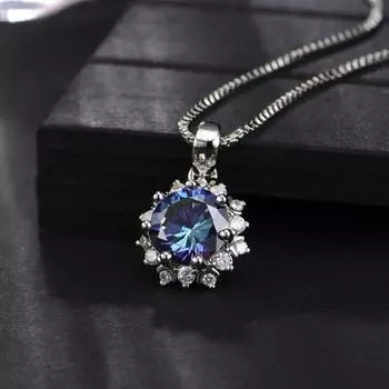 POMOiii 3 карата Восемь Сердце Восемь Стрел Синий Цветок Кулон Женское Ожерелье Для Женщин Очарование Свадьба Помолвка Изящные Ювелирные Изделия Новый Модный синий
