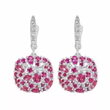 POMOiii эстетические розово-красные серьги с цирконием для женщин, шикарные аксессуары для ушей, танцевальные вечерние серьги для девочек, необычный подарок, ювелирные изделия