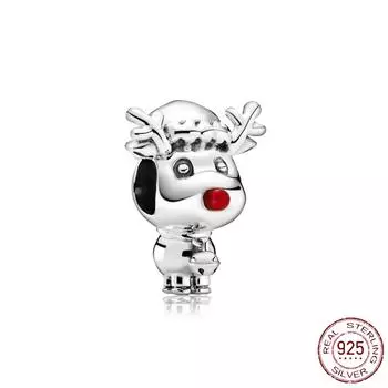 POMOiii Блестящая Рождественская Елка Олень Снеговик Милый Дом Очаровательная Бусина Подходит Оригинальный Модный Браслет Серебро 925 Diy Ювелирные Изделия Женский Подарок