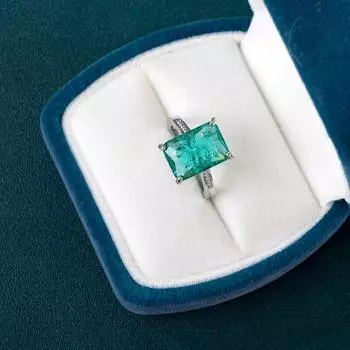 POMOiii большие прямоугольные женские кольца с камнем, ярко-зеленый цвет, благородное женское кольцо на палец для вечеринки, модные аксессуары высокого качества 6 зелёный