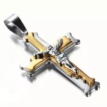 POMOiii европейское и американское ожерелье, мужское многослойное ожерелье с подвеской в виде креста из нержавеющей стали