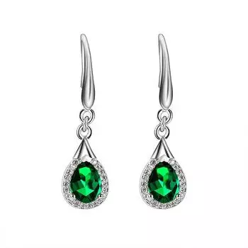 POMOiii классические серьги из медного сплава для женщин, модные серьги с зеленым цирконом, женские подарки, обручальные украшения зелёный