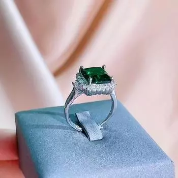 POMOiii Модное женское открытое кольцо с цирконом 10 мм, изысканные украшения для свадьбы, помолвки Resizable зелёный