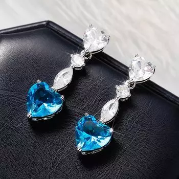 POMOiii модные белые/синие/зеленые/красные серьги в форме сердца для женщин, темпераментные элегантные свадебные трендовые женские висячие серьги, популярные ювелирные изделия белый