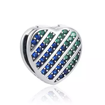POMOiii Новинка 2022 года, бусины-клипсы из серебра 925 пробы с отражениями в форме сердца, синие, зеленые, круглые, розовые, подвески, бусины, подходят для оригинального женского браслета