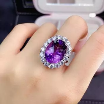 POMOiii новое геометрическое темпераментное овальное кольцо фиолетового цвета для женщин, очаровательное кольцо на свадьбу, помолвку, изящные ювелирные изделия, новые модные Adjustable Opening фиолетовый