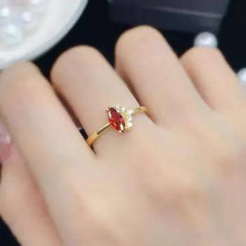 POMOiii новые элегантные темпераментные кольца из натурального золота с гранатом для женщин, изысканные персонализированные ювелирные изделия с цирконом на день Святого Валентина, подарок красный