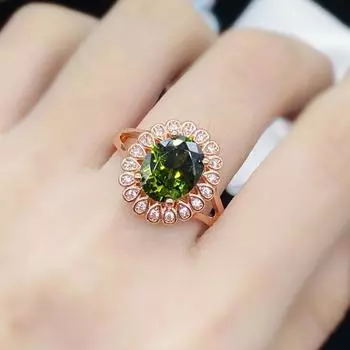 POMOiii новые темпераментные модные прямоугольные кольца в форме цветка, зеленые открывающиеся кольца для женщин, циркониевые кольца для помолвки, изысканные элегантные ювелирные изделия, подарок Adjustable Opening зелёный