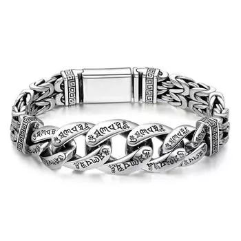 POMOiii новые ювелирные изделия, мужской браслет, индивидуальный властный шестисимвольный мантра, узор мира, китайский стиль, ретро-цепочка 18cm