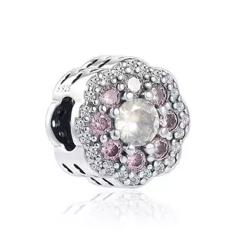 POMOiii Новый Стерлингового Серебра 925 Роза Для Девочек Мальчиков Розовый Блеск Проставка Зажим Шарм Шарм Подходит Оригинальный Модный Браслет Ювелирные Изделия Своими Руками Для Женщин