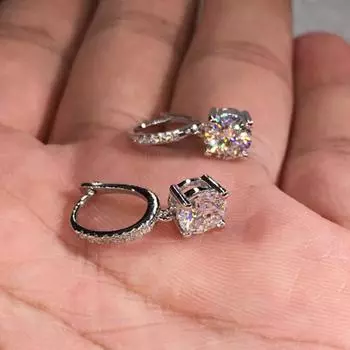 POMOiii Простые стильные висячие серьги-кольца для женщин AAA, белый цирконий, модные универсальные женские украшения белый