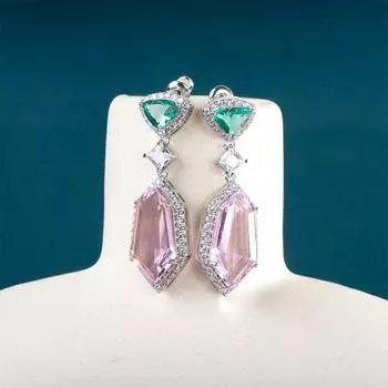 POMOiii разноцветные серьги с кубическим цирконием, великолепные женские серьги для винтажной вечеринки, высокое качество, серебряные висячие серьги, ювелирные изделия красный