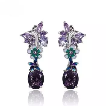 POMOiii романтические фиолетовые серьги-бабочки женские винтажные вечерние элегантные женские аксессуары подарок на годовщину новые серьги-капли фиолетовый