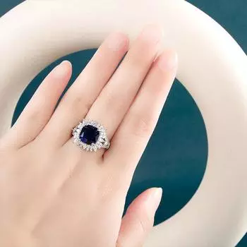 POMOiii Роскошные синие кольца с кубическим цирконом для свадебной церемонии и вечеринки, модные аксессуары, женские кольца, массивные ювелирные изделия 6 синий