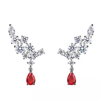 POMOiii Роскошные женские висячие серьги с блестящим фианитом для свадьбы, помолвки и вечеринки, модные аксессуары, изысканный подарок красный