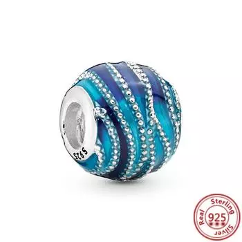 POMOiii Стерлингового Серебра 925 пробы Циркон Краб Воздушный Шар Синяя Серия Бусины Подвески Подходит Оригинальный Модный Браслет Женская Мода Diy Ювелирные Изделия