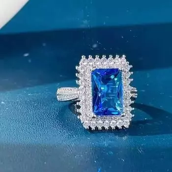 POMOiii великолепные кольца с синим цирконием женские для свадьбы простой и элегантный дизайн блестящие женские аксессуары трендовые ювелирные изделия 6 синий