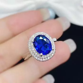 POMOiii винтажные новые темпераментные синие овальные кольца персонализированные открывающиеся кольца для женщин с цирконом для свадьбы, помолвки и вечеринки, изысканные ювелирные изделия, подарок Adjustable Opening темно-синий