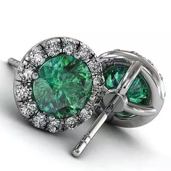 POMOiii винтажные зеленые серьги-гвоздики с кубическим цирконием женские для ретро-вечеринки темпераментные женские серьги пирсинг ушей роскошные ювелирные изделия зелёный