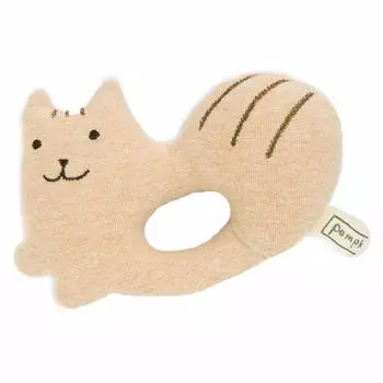 pompkins BABY Organic Cotton Rattle Rattle Made in Japan Y-1299 100% [Chipmunk Series] (Brown)