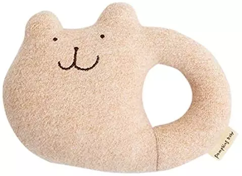 pompkins BABY Organic Cotton Rattle Rattle Made in Japan Y-1026 100% [Rabbit/Bear/Dog Series] (Brown (Bear))